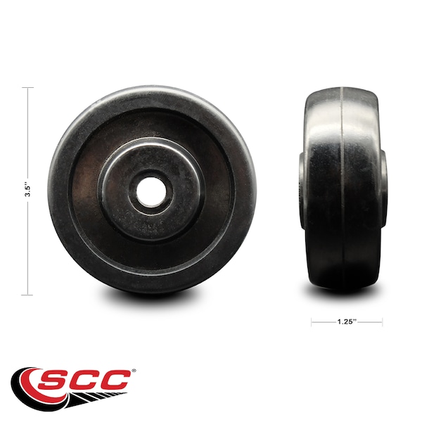 SCC - 3.5" Soft Rubber Wheel Only - 3/8" Bore - 200 lbs Capacity